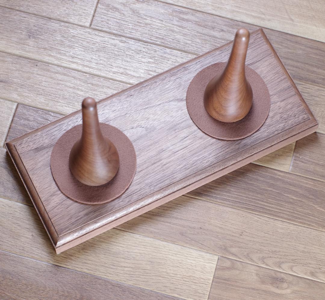 ダブルスタンド 高級銘木ブラックウォールナット無垢材