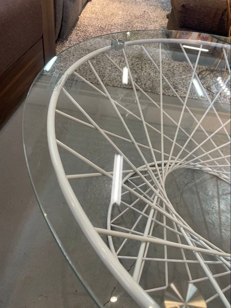 Francfranc マーリア コーヒーテーブル クリア×ホワイト（φ800）