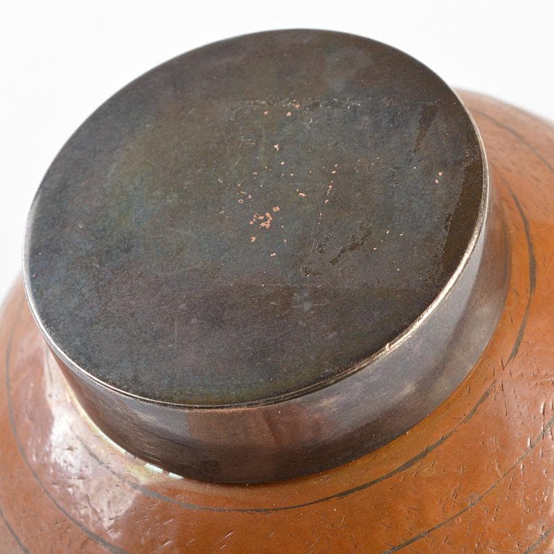 煎茶道具　萩井一司作　銅鎚起　線文茶壷　茶心壷　約111g　D　R6320