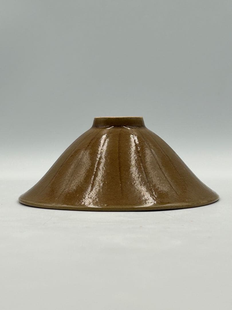 ★0062宋時代　耀州窯 黄釉唐草紋碗 盃 陰刻 ★天目茶碗 茶道具 茶器