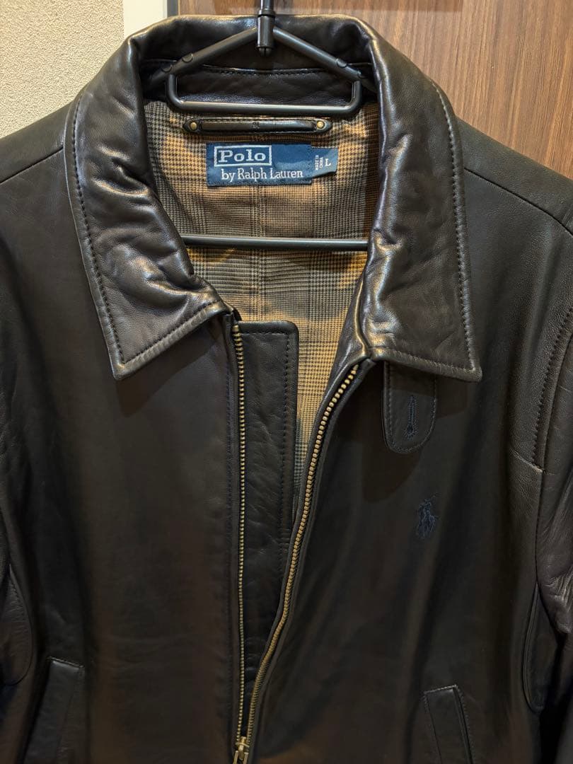 超スペシャル 90s ラルフローレン レザー スイングトップ ジャケット L 黒
