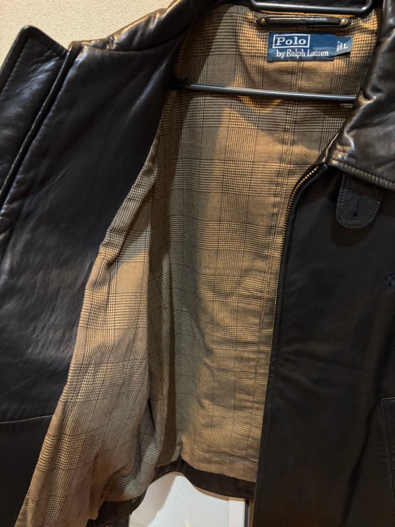超スペシャル 90s ラルフローレン レザー スイングトップ ジャケット L 黒