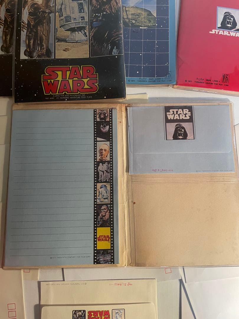 当時物 STAR WARS ファイル付便箋封筒セット 5種 ユニカ 1977