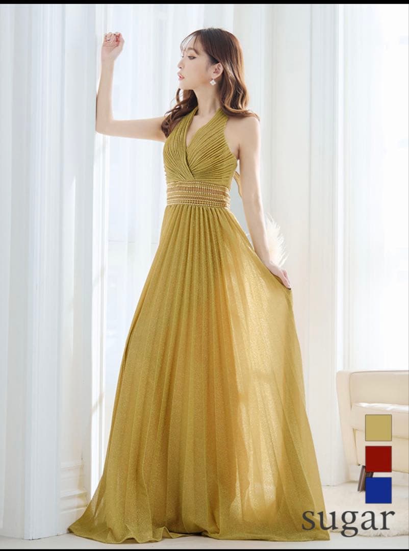 y*a様 リップライン/杉山佳那恵ちゃん着用 ラメプリーツAラインロングドレス