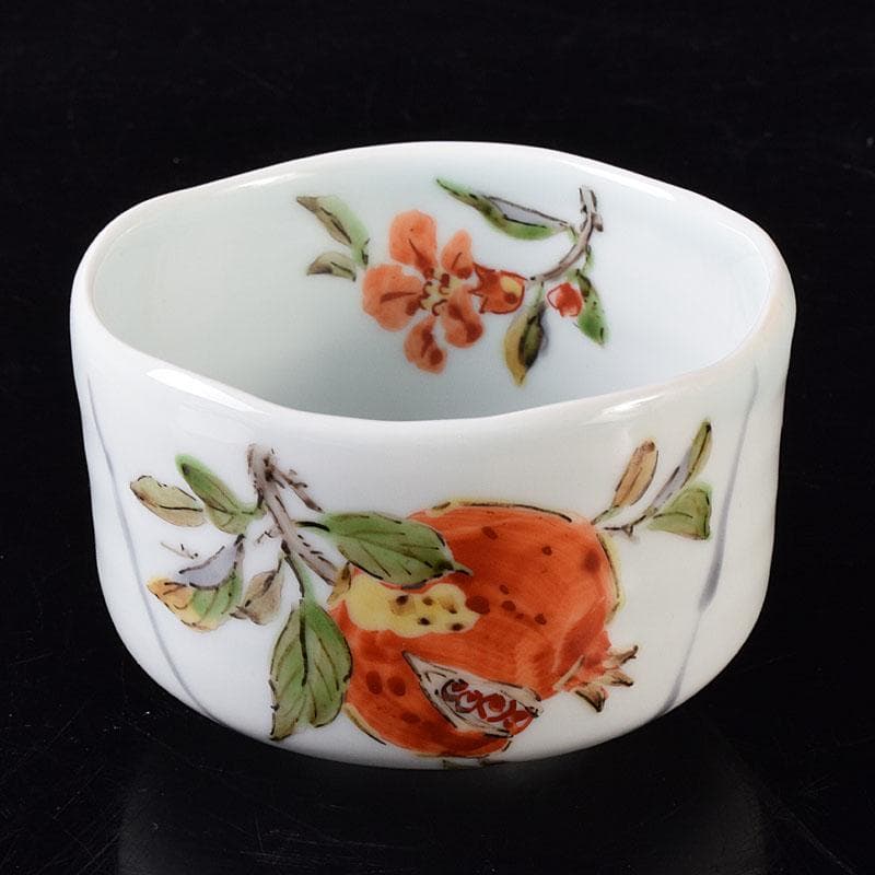 茶道具　森恵子作　色絵　柘榴文　茶碗　共箱　M　R7999