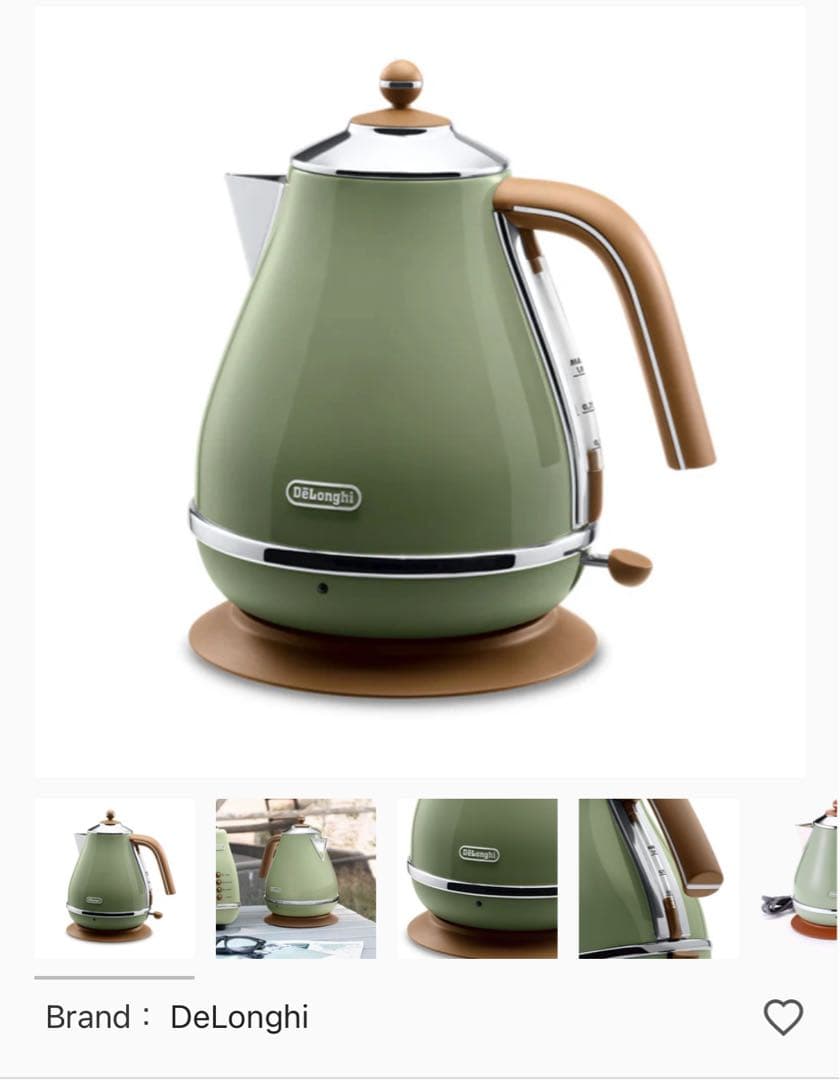 DeLonghi 電気ケトル オリーブグリーン　アイコナヴィンテージ