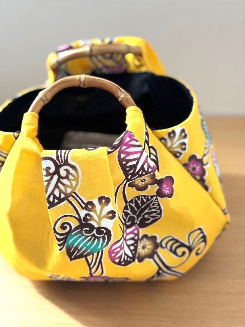 和装バック着物バック琉球紅型・琉球柄・葵の柄（向日葵色）入学卒業結婚振袖お宮参り