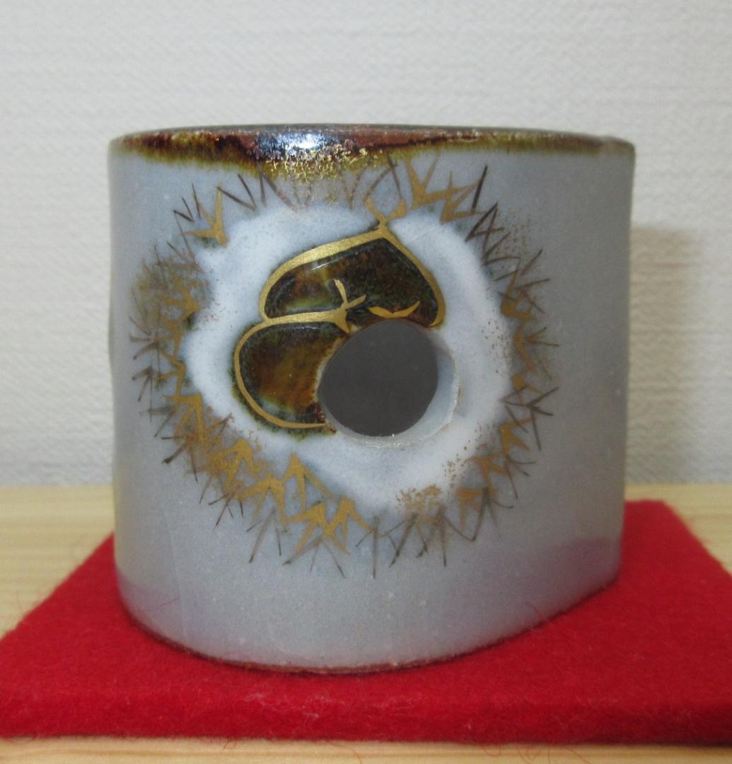 送料込【逢絢亭・新品】茶道具 蓋置 京焼 栗の形 山川敦司 共箱入り