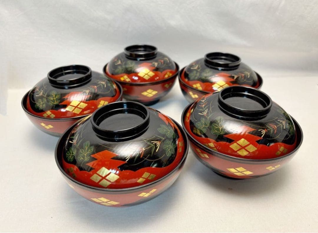 ほぼ未使用 懐石道具揃え 一式 黒塗 五客揃 茶道 利休形 共箱