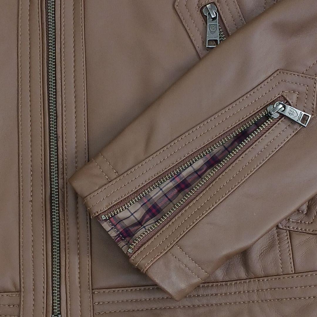 ✨美品✨LLサイズ✨ブラックレーベル　レザーライダース　ラビットファー　キャメル