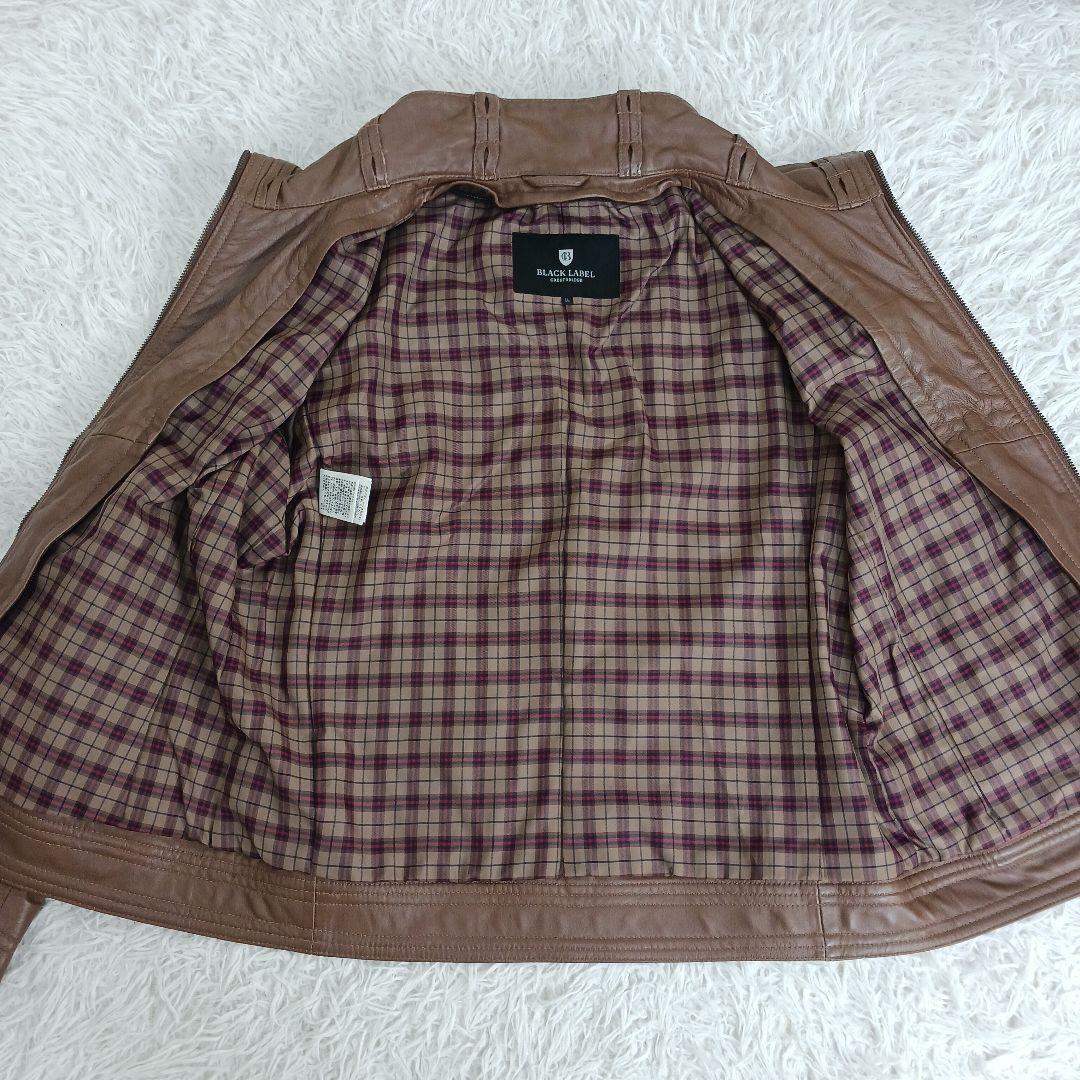 ✨美品✨LLサイズ✨ブラックレーベル　レザーライダース　ラビットファー　キャメル