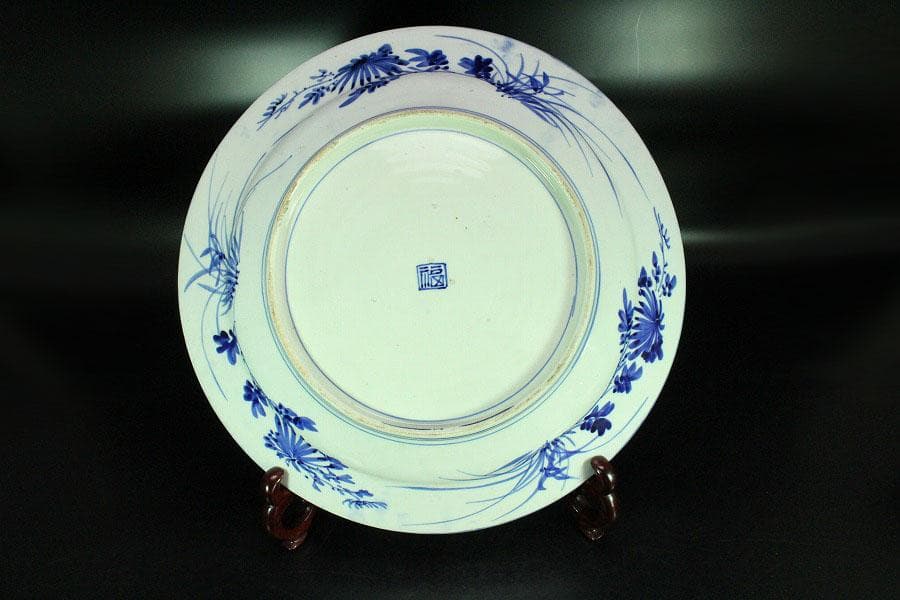 古美術 染付 花鳥紋 大皿 φ41.5cm(K-YC515)