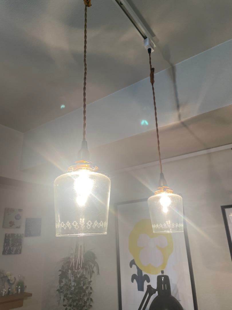 クリアガラス ペンダントライト 2灯