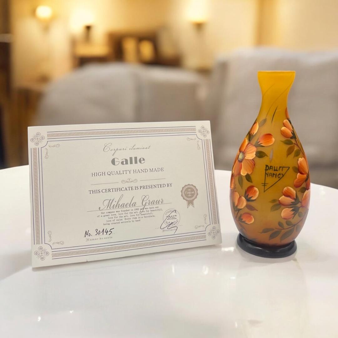 ◆証明書付◆Daum Nancyドームナンシー花瓶 高さ20cm　カメオ彫り