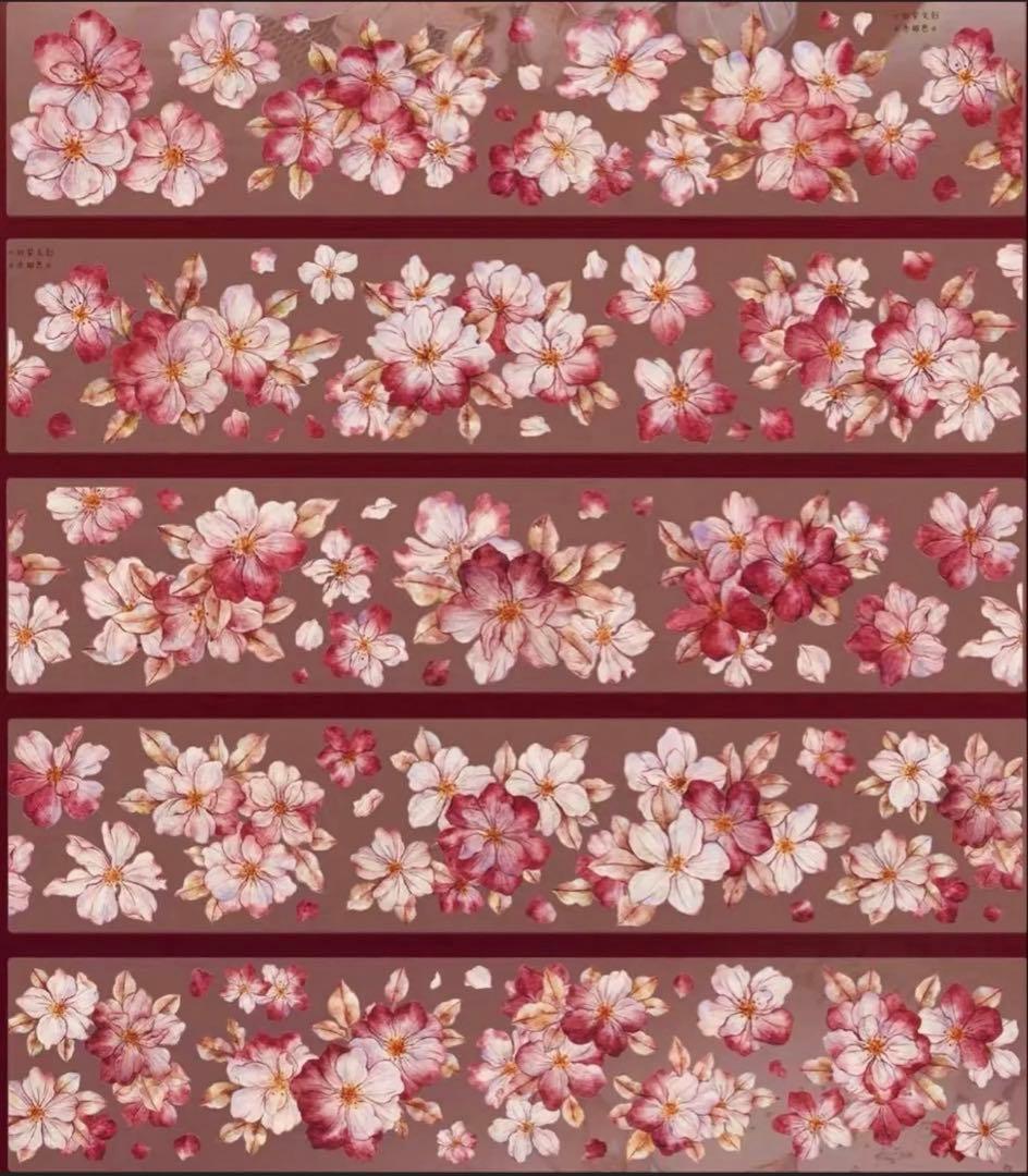 贝壳光 赤想思 5.5cm×6m 海外マスキングテープ海外マステ　花