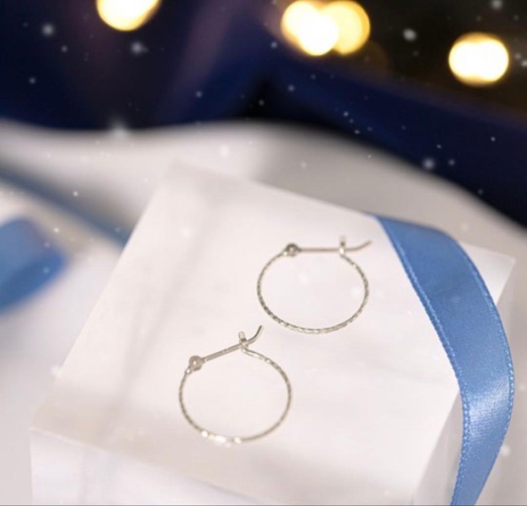 BLOOM K10 ホワイトゴールド フープピアス