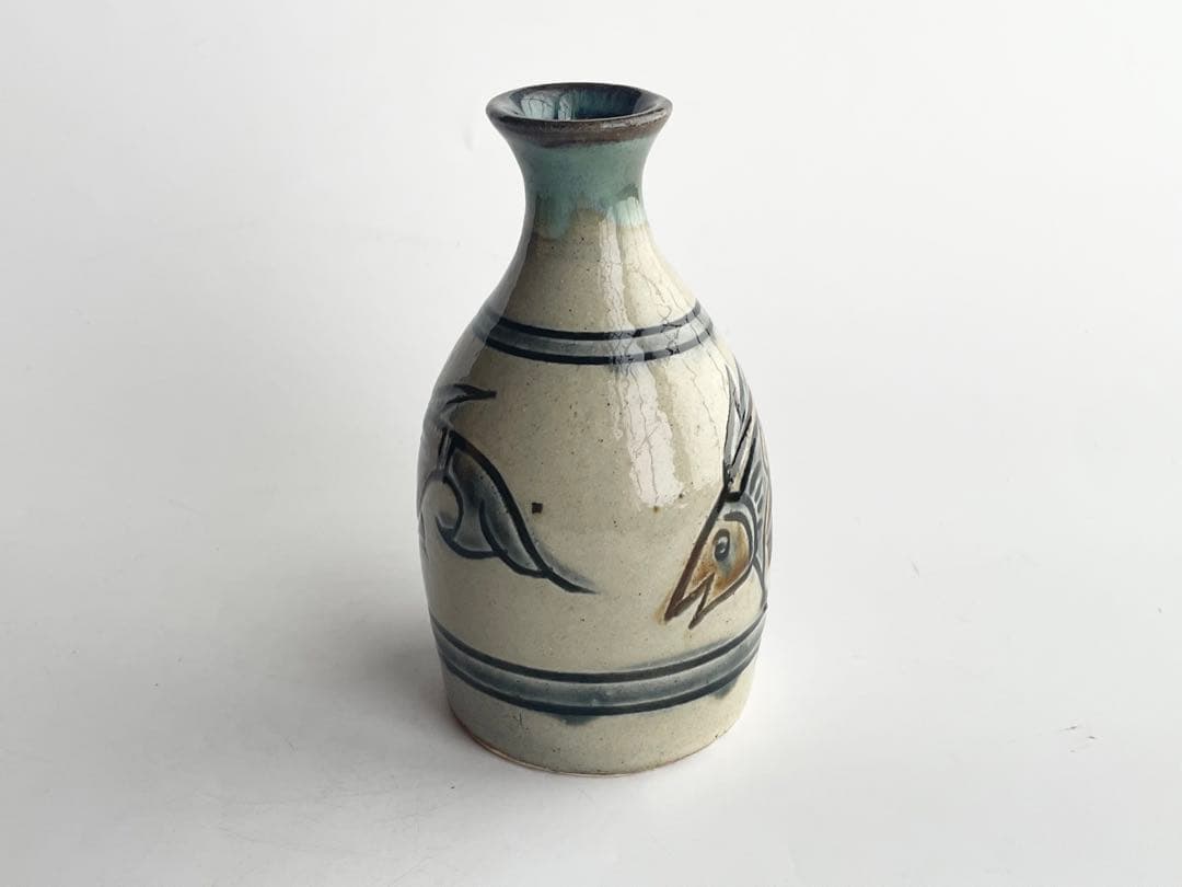 陶芸家　人間国宝　金城次郎　壺屋焼　徳利　酒器　共箱　やちむん　沖縄　魚文