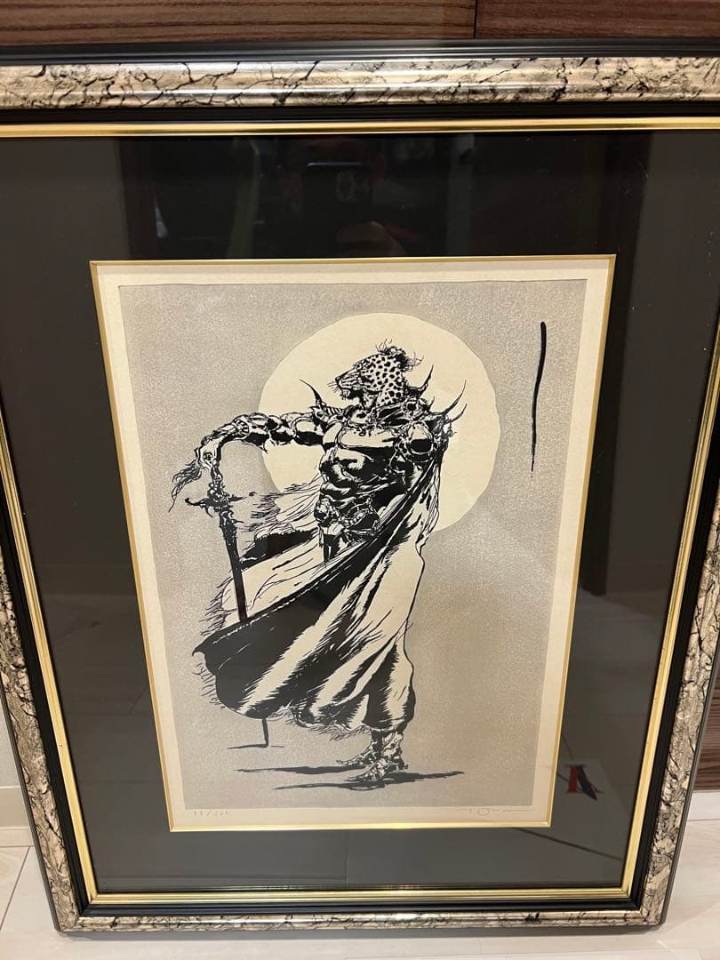 希少 天野喜孝「孤軍」原画 絵画 額装済み ファイナルファンタジー作