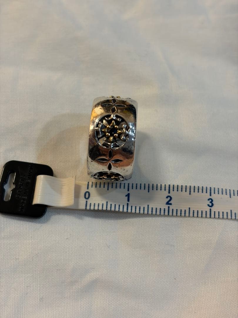 k18 サファイア5面透かし加工シルバー950ピンキーリング7号