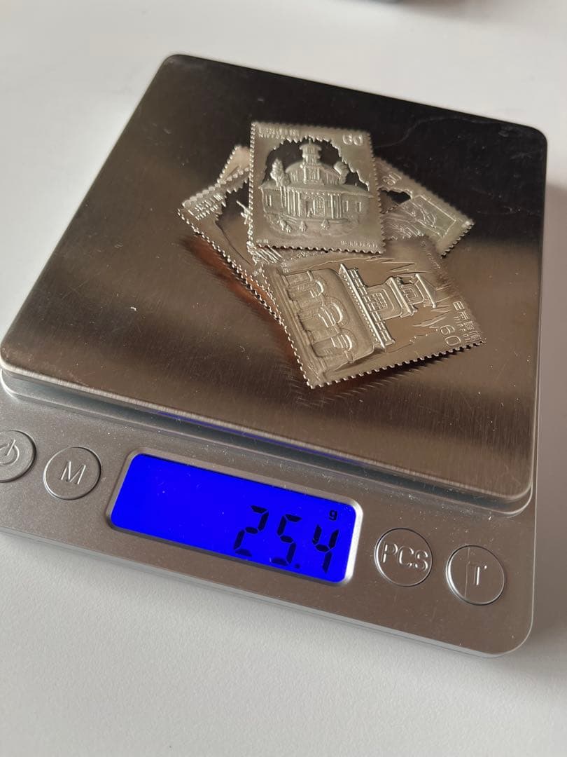 純銀/純銅　建築モチーフ切手型レリーフ　メダル　松本徽章