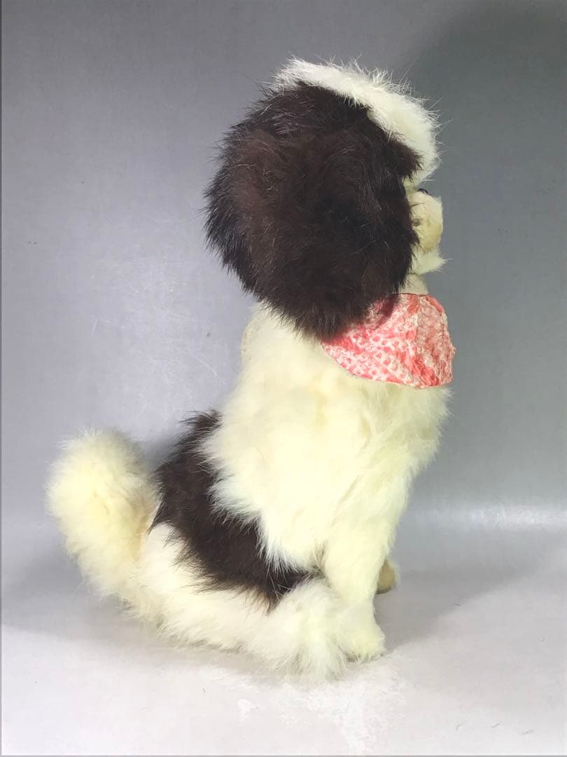 昭和30年 チン 狆 本物 兎の毛 ぬいぐるみ 犬 人形 アンティーク 毛皮