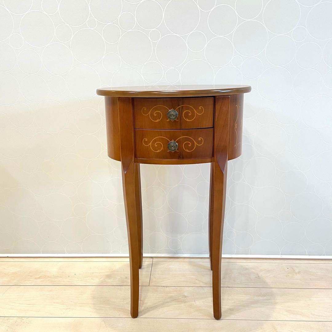 猫脚 アンティーク コンソール サイドテーブル 2段チェスト 飾り彫り入り 洋風