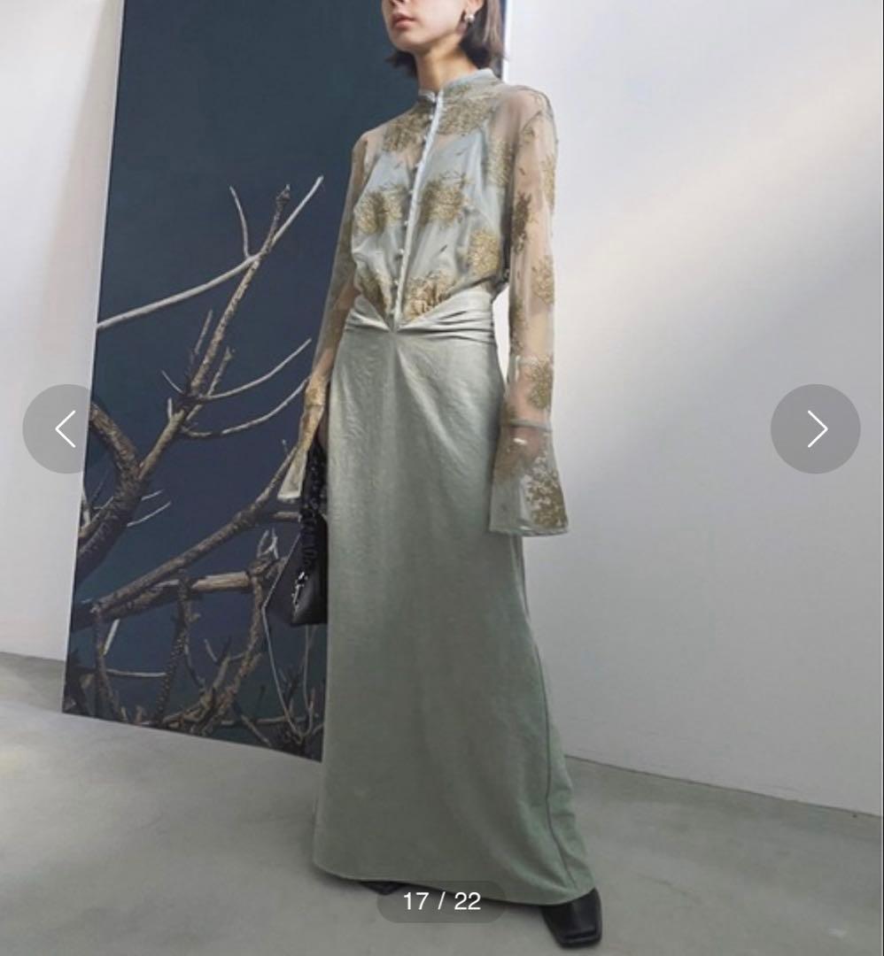 2日間限定特価！AmeriVINTAGE FLOWER DRESS M セージ