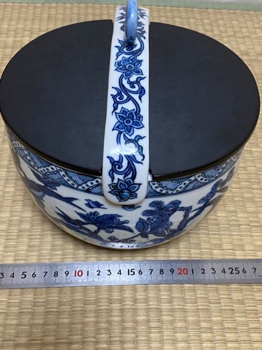 染付釣瓶水指(割れ蓋) 京都紫翠窯　西村徳泉