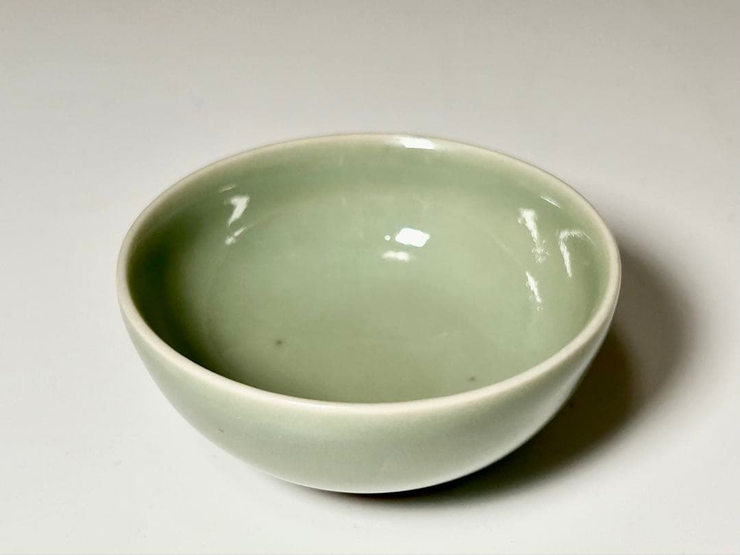 三代 清風 与平 青磁酒盃 共箱共布 明治京焼 帝室技芸員