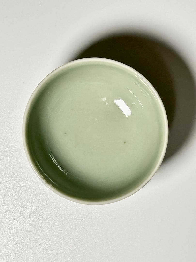 三代 清風 与平 青磁酒盃 共箱共布 明治京焼 帝室技芸員