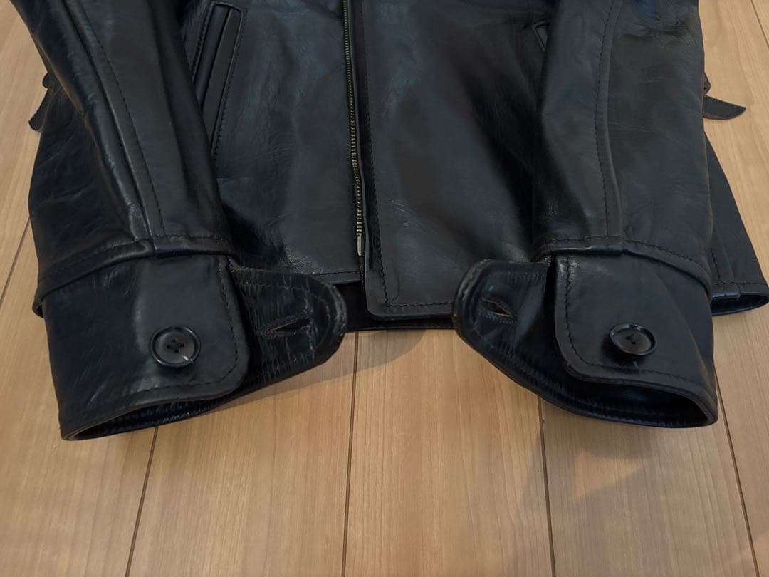 AERO LEATHER　ハーフベルトSTFレザージャケット　32サイズ　黒