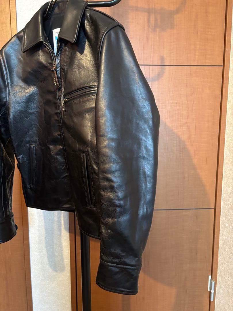 AERO LEATHER　ハーフベルトSTFレザージャケット　32サイズ　黒