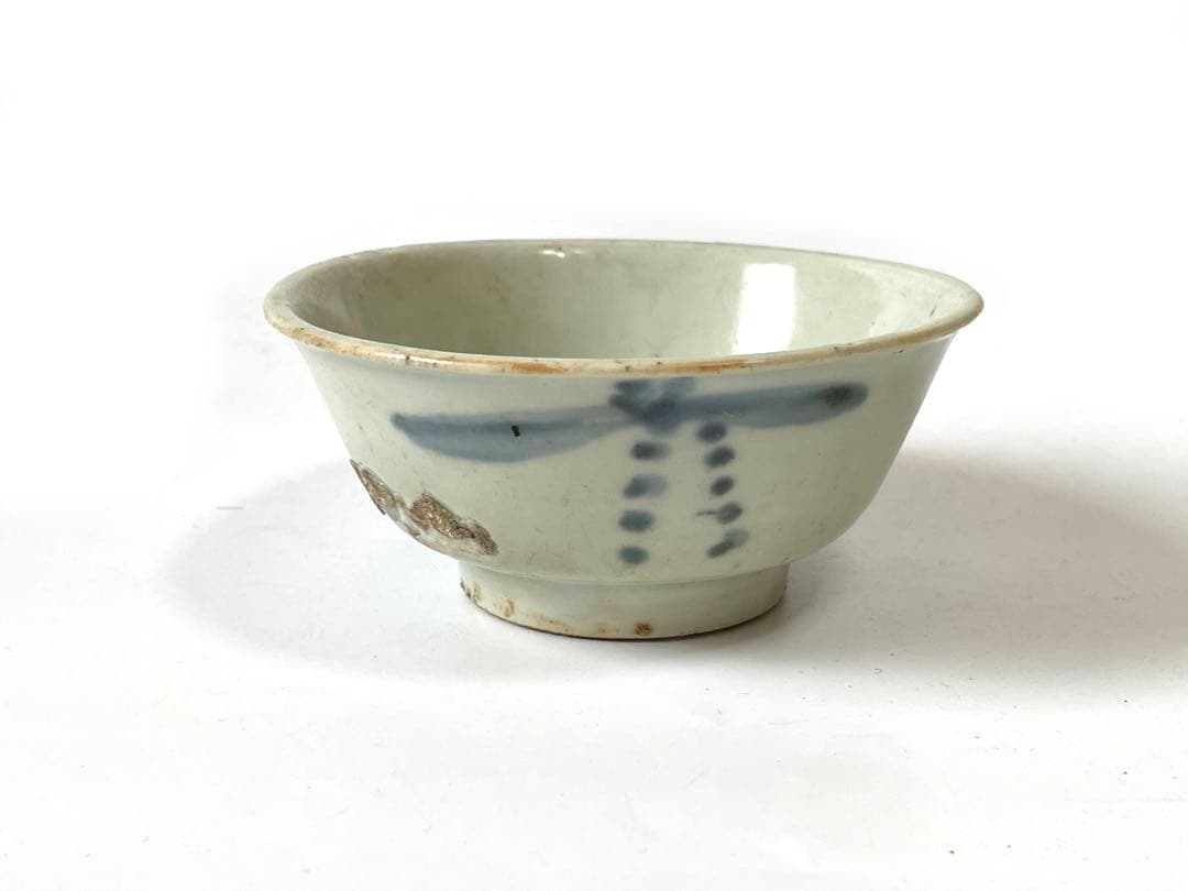 アンティーク　骨董　中国骨董　染付　海あがり　小碗　盃　カップ　古染付　明染付