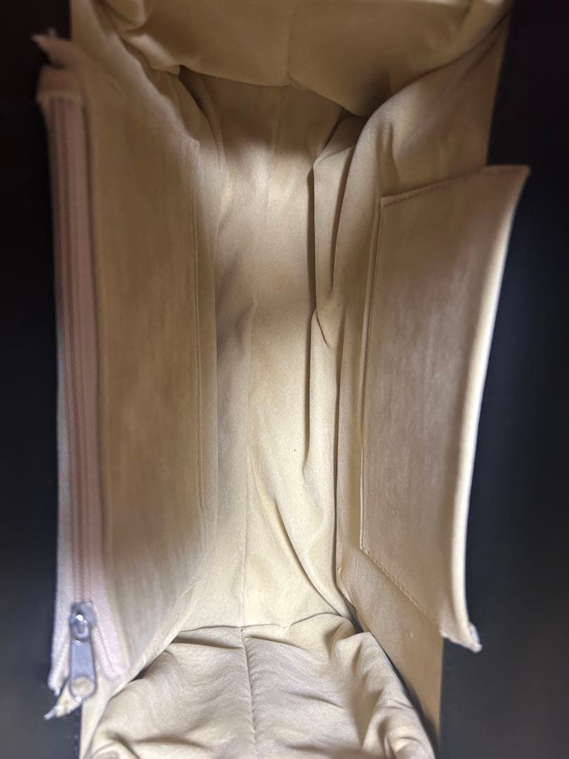 美品 利休バッグ 和装 フォーマル 上品織柄 黒持ち手 茶道 冠婚葬祭