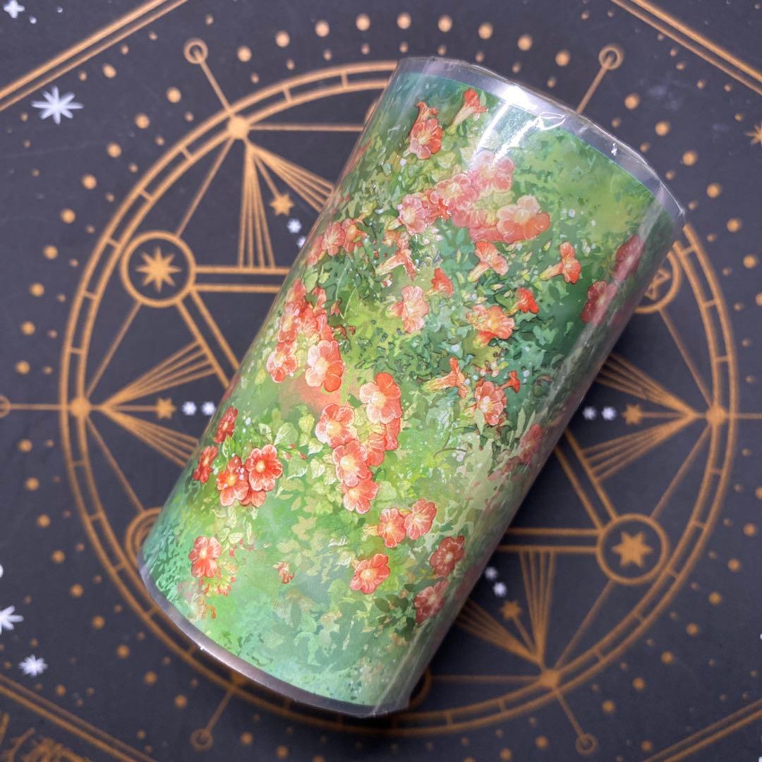 【9343】海外　マステ　5m巻　PETマスキングテープ　お花　植物　背景系