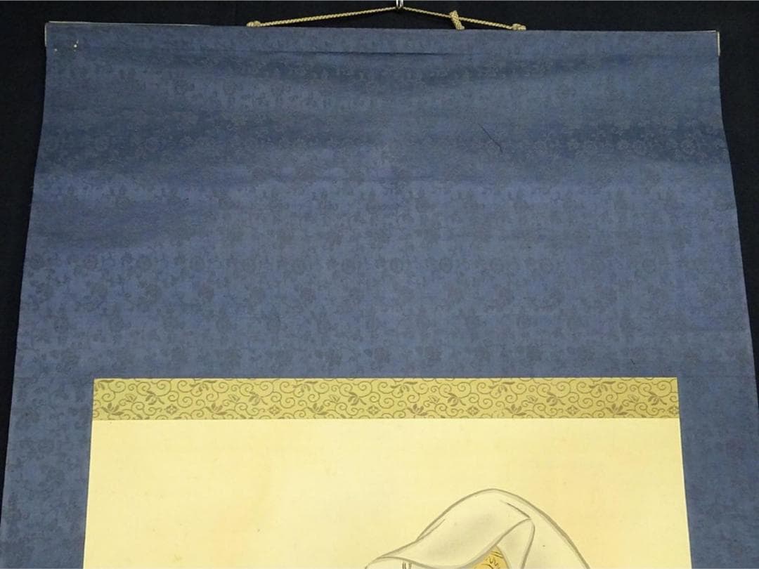 掛軸 箑城『白衣観世音立像図』仏画 絹本 肉筆 無地箱付 掛け軸 a11155