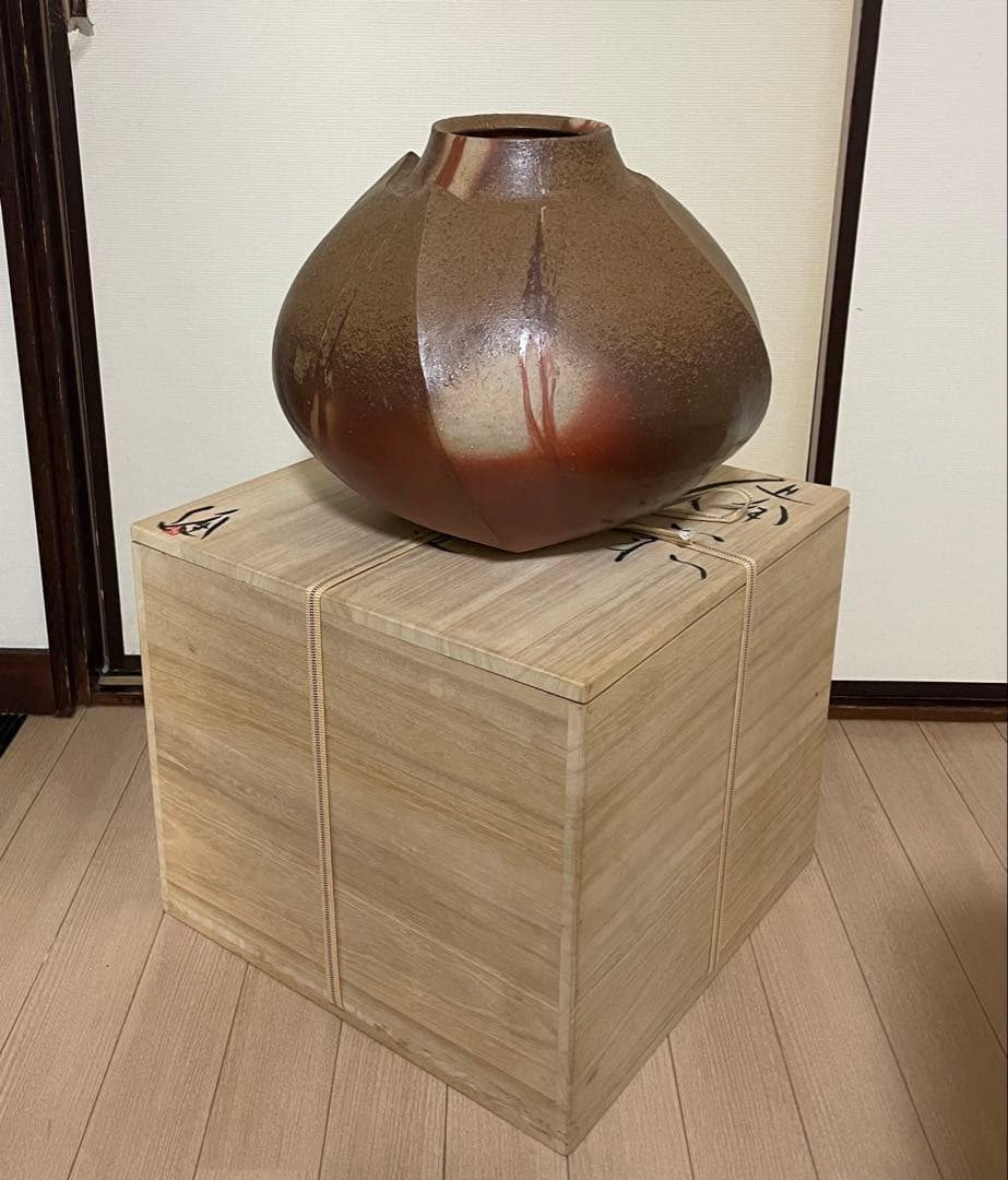 TK　大壺　備前焼　作家作品　共箱　共布　栞　　　　12kg v447