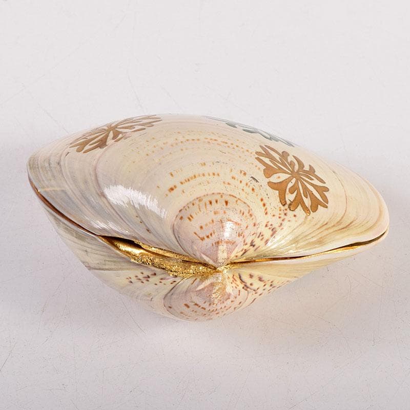 茶道具　中村湖舟作　淡々斎好　海松蒔絵　蛤香合　共布共箱　V　7927