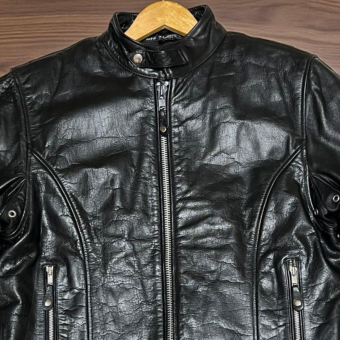 80s ヴィンテージ　FIRST 本革　シングルライダース キルティングライナー