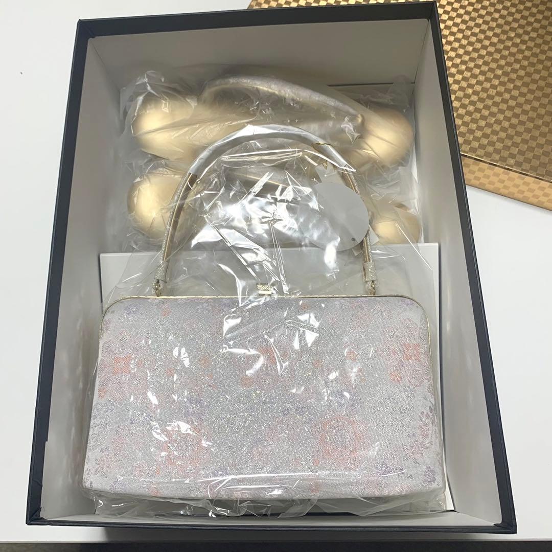 ◆うさうさ235◆新品　和装用バッグ草履のセット（ピンク・金色）