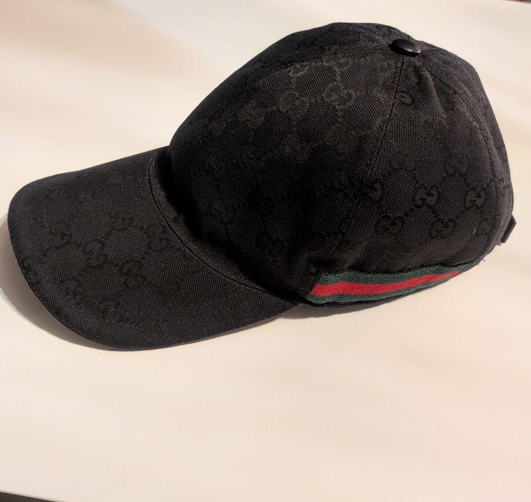 GUCCI キャップ シェリーライン 黒 ユニセックス Lサイズ 59cm