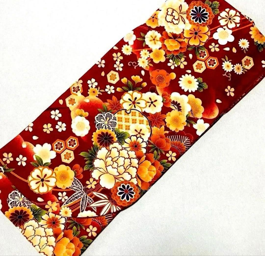 洗えるレディース二尺袖着物、華やかな色二尺袖着物　卒業式　着物