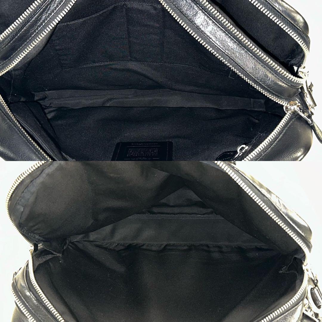 【美品】コーチ 54804 2way ブリーフケース レザー 手提げ 黒 A4可