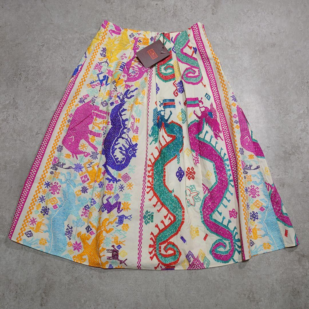 タグ付 ETRO エトロ コットンスカート 民族柄 ITALY製 42