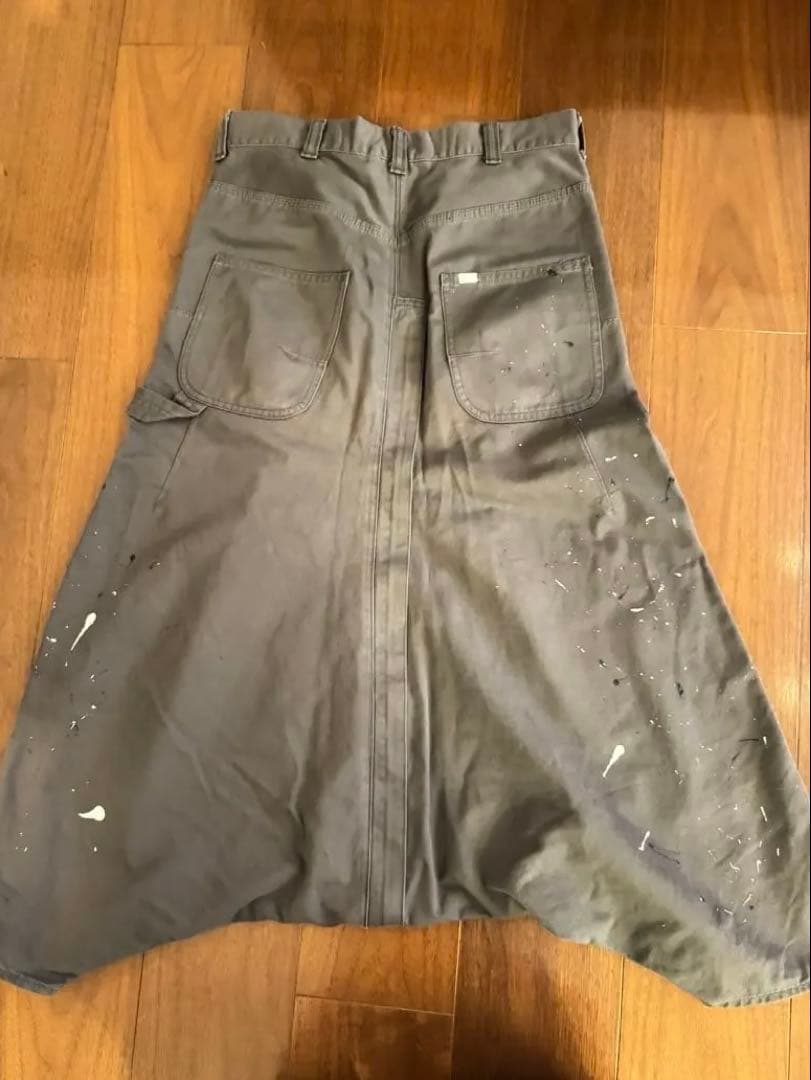 GANRYU グレー サルエルパンツ Sサイズ ペンキ加工