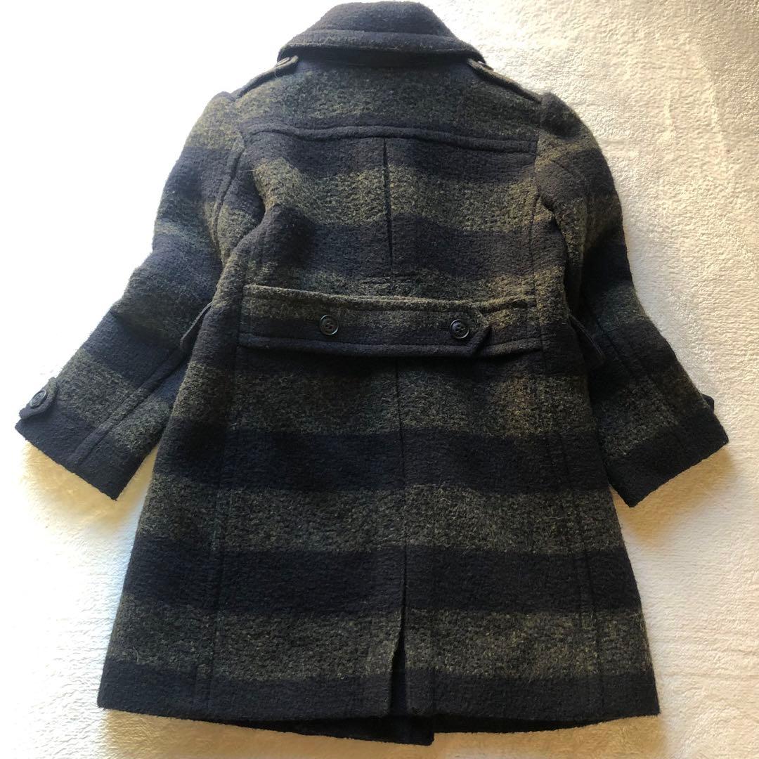 【美品✨】バーバリーチルドレン ウール レザー チェック コート グリーン系