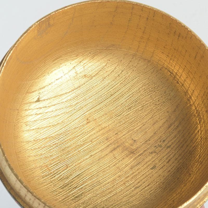 茶道具　塗師　川瀬表完作　内金菊桐紋　寿輪平棗　共箱　V　9541