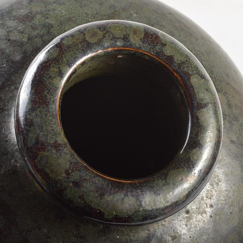 中国　油滴天目釉　壷　梅瓶　時代箱　M　R5663C