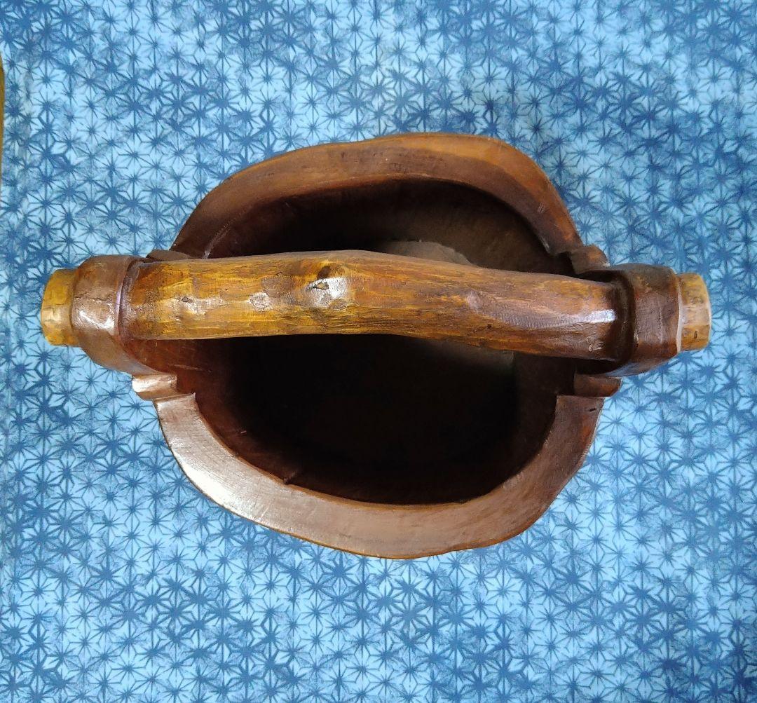 木製　くり抜き　木桶　手桶　花器