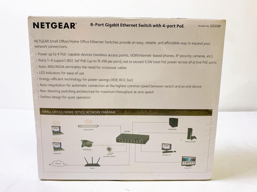 NETGEAR GS308PP 8ポート アンマネージスイッチングハブ 卓上